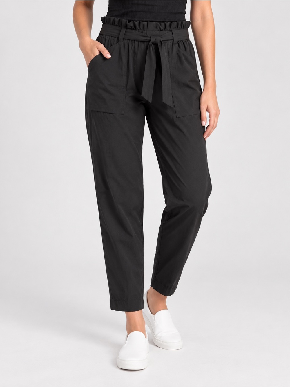 Athleta Black Paperbag Tie Ankle Pants